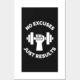 No Excuses Just Results Running Cross Country Fitness Gym Sport Motivation Inspirational Quote Posters and Art